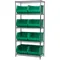 Bin Shelving Wire, 36 Inch Width, 18 Inch Depth, 9 Bins, Green