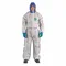 Hooded Chemical Resistant Coveralls, Microgard 1800, Bound Seam, White/Blue, 2XL, 25 PK