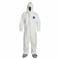 Hooded Chemical Resistant Coveralls, Tyvek 400, Serged Seam, White, Dupont, 7XL, Zipper