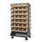 Mobile Louvered Floor Rack, 36 x 24 x 72 Inch Size, 56 Bins Included, Ivory
