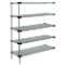 Solid Shelving, Add On Unit, 5 Shelf, 24 x 42 x 74 Inch Size, Stainless Steel