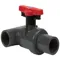 Ball Valve, Tee Style, Socket/FPT, FKM, 3 x 1/2 Size, CPVC