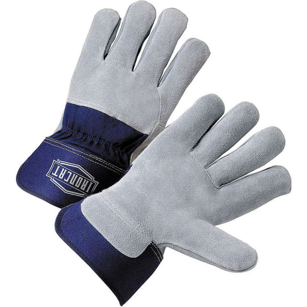 Leather Palm Gloves Cowhide Blue/gray S Pk12