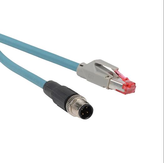 Datalogic-kabel, Ethernet, 4-pins D-gecodeerd M12 naar Rj45, PVC, 16.4 m kabellengte
